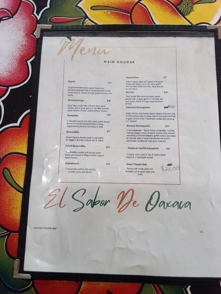 El Sabor de Oaxaca Menu image 1